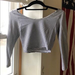 Black & white stripper crop top